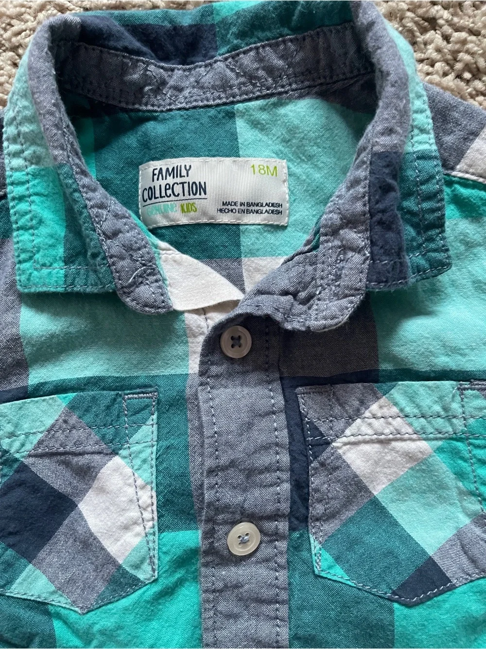 Family Collection Toddler Boys Plaid Button-Up Shirt 18M